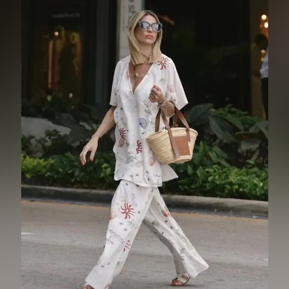 Zara Matching Set Embroidered Top and Bottom 2 Piece Set Size S and M Beach Pool - Picture 2 of 9